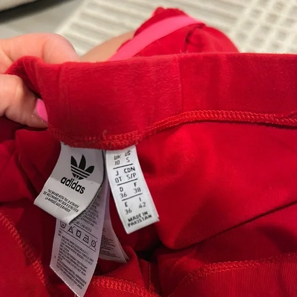 Adidas Red and Pink Sweatpants with Signature Stripes - Picture 3 of 3